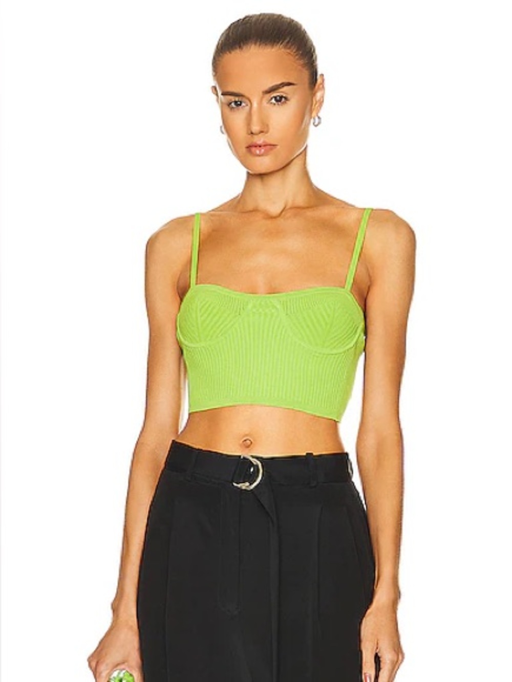 Helmut Lang Lime Green Knit Bustier Crop Top